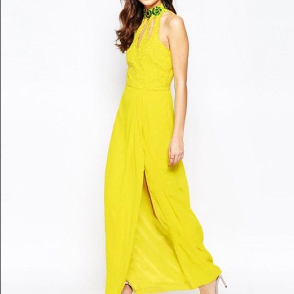 VIRGOS LOUNGE High Neck Gown with Cut-out Detail